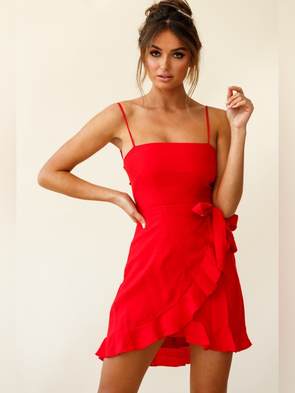 NWT Selfie Leslie Pepita Cami Strap Wrap Dress Red XL